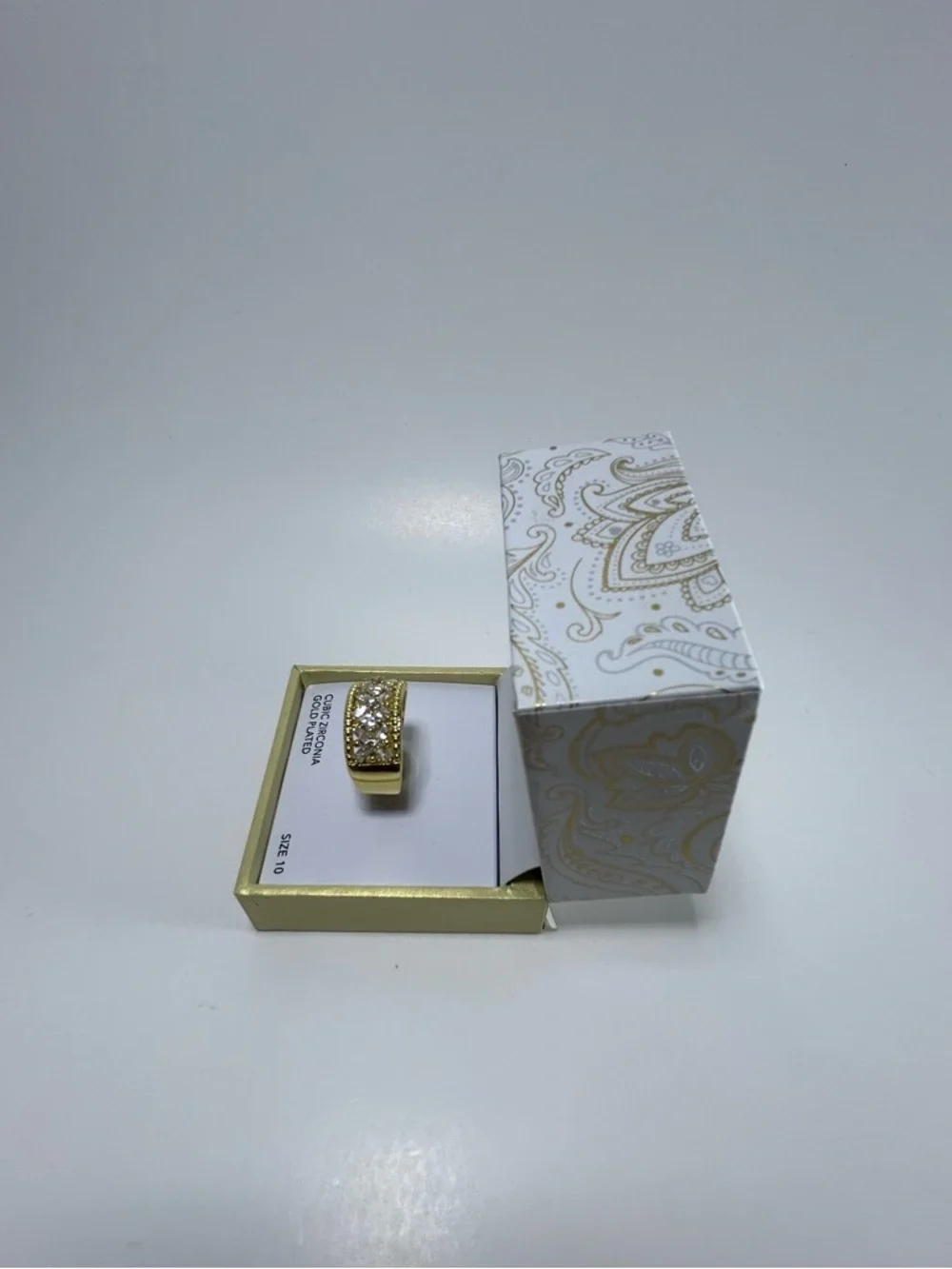 Charter Club Gold-Plated Cubic Zirconia Wide Band Ring Size 10